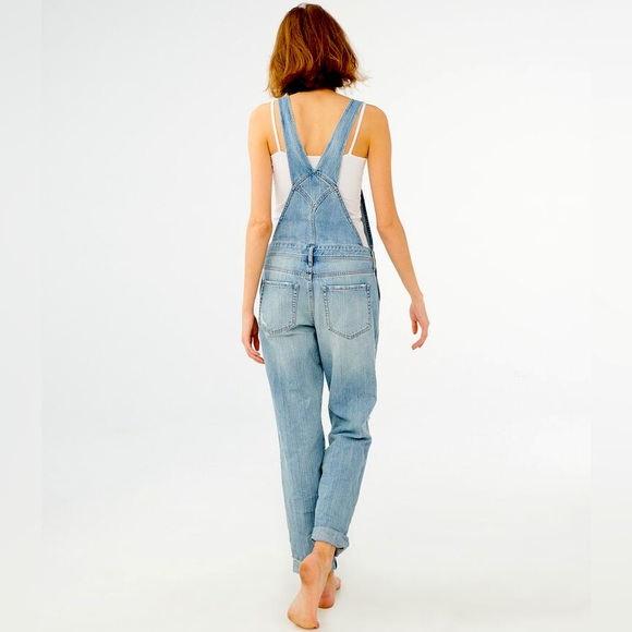 Aeropostale Distressed Overalls Light Wash Ankle Length Size XS - Picture 2 of 16